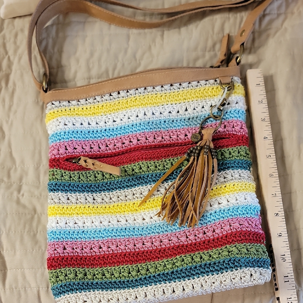 The Sak Colorful Striped Crochet Crossbody Bag